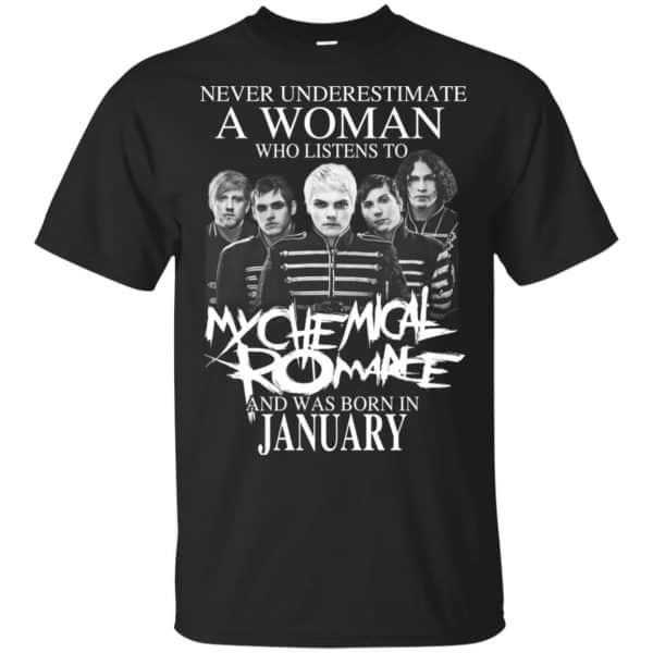 A Woman Who Listens To My Chemical Romance And Was Born In January T-Shirts, Hoodie, Tank 3