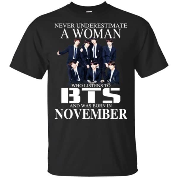A Woman Who Listens To BTS And Was Born In November T-Shirts, Hoodie, Tank 3
