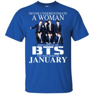 A Woman Who Listens To BTS And Was Born In January T-Shirts, Hoodie, Tank 16
