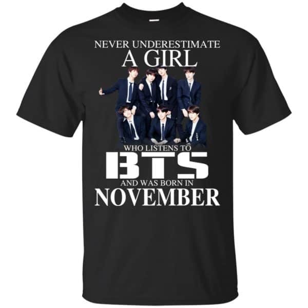 A Girl Who Listens To BTS And Was Born In November T-Shirts, Hoodie, Tank 3
