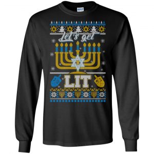 Funny Happy Hanukkah Chanukah Let's Get Lit Ugly Sweater. Hoodie 18