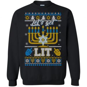 Funny Happy Hanukkah Chanukah Let's Get Lit Ugly Sweater. Hoodie 20