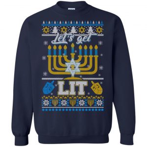 Funny Happy Hanukkah Chanukah Let's Get Lit Ugly Sweater. Hoodie 21