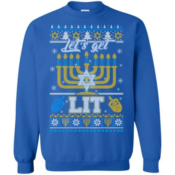 Funny Happy Hanukkah Chanukah Let's Get Lit Ugly Sweater. Hoodie | 0sTees