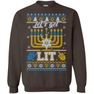 Funny Happy Hanukkah Chanukah Let's Get Lit Ugly Sweater. Hoodie 23
