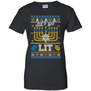 Funny Happy Hanukkah Chanukah Let's Get Lit Ugly Sweater. Hoodie 24