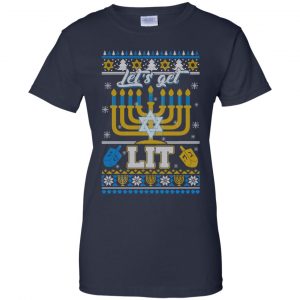 Funny Happy Hanukkah Chanukah Let's Get Lit Ugly Sweater. Hoodie 25