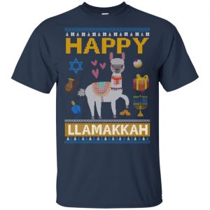Happy Llama Llamakkah Hanukkah Ugly Sweater, Hoodie 16