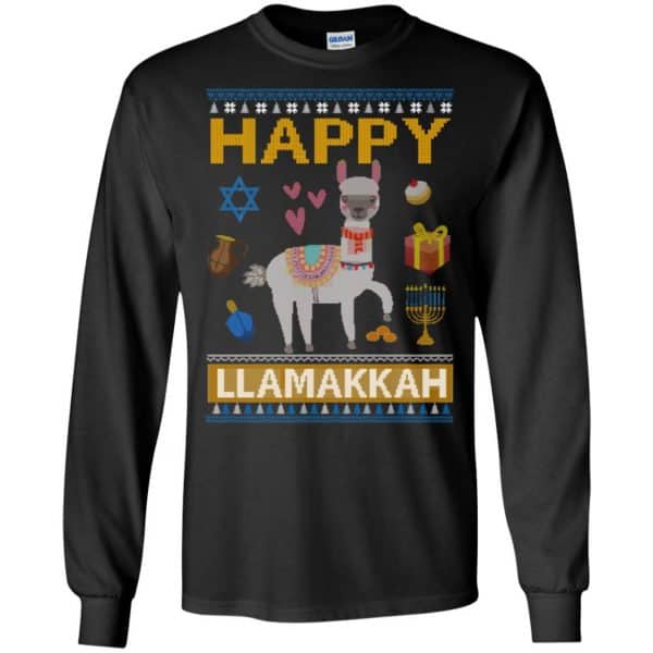 Happy Llama Llamakkah Hanukkah Ugly Sweater, Hoodie 7
