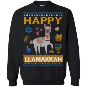 Happy Llama Llamakkah Hanukkah Ugly Sweater, Hoodie 20