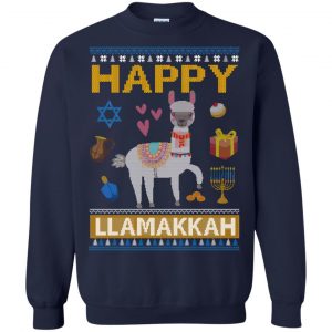 Happy Llama Llamakkah Hanukkah Ugly Sweater, Hoodie 21