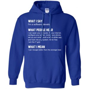 What I Say I'm A Software Developer What People Hear What I Mean T-Shirts, Hoodie, Tank 21