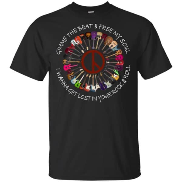 Hippie Guitar Rock Gimme The Beat And Free My Soul I Wanna Get Lost In Your Rock And Roll T-Shirts, Hoodie, Tank 3