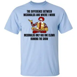 The Difference Between McDonalds And Where I Work McDonalds Only Has One Clown Running The Show Shirt, Hoodie, Tank 16
