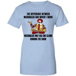 The Difference Between McDonalds And Where I Work McDonalds Only Has One Clown Running The Show Shirt, Hoodie, Tank 25