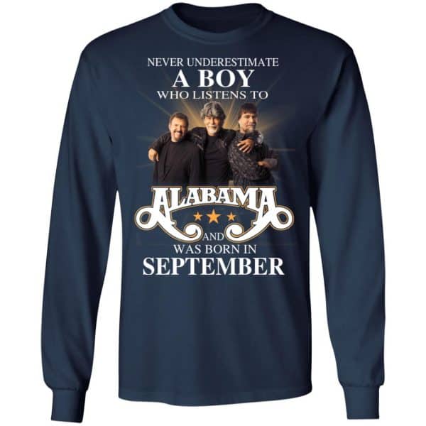 A Boy Who Listens To Alabama And Was Born In September Shirt, Hoodie, Tank Birthday Gift & Age 8