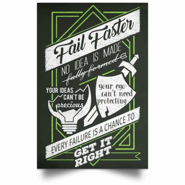 Fail Faster Black Poster 8