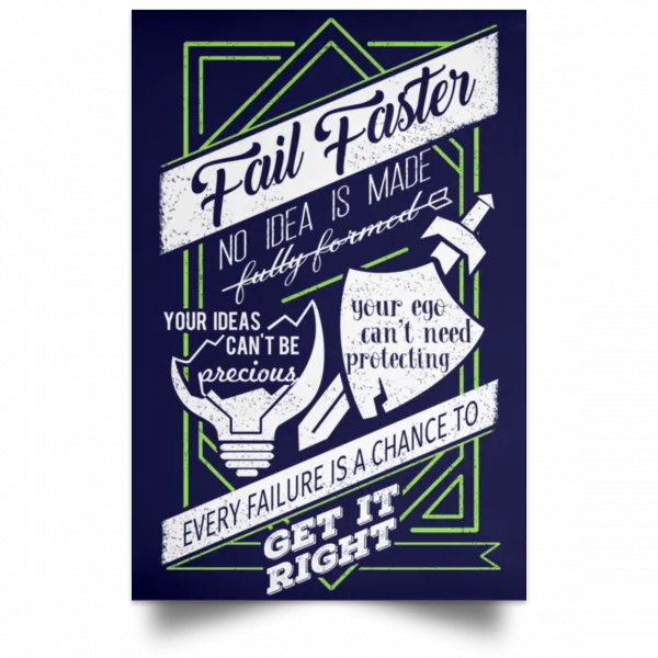 Fail Faster Black Poster 12