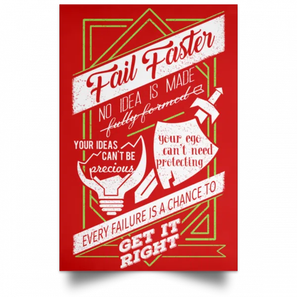 Fail Faster Black Poster 16