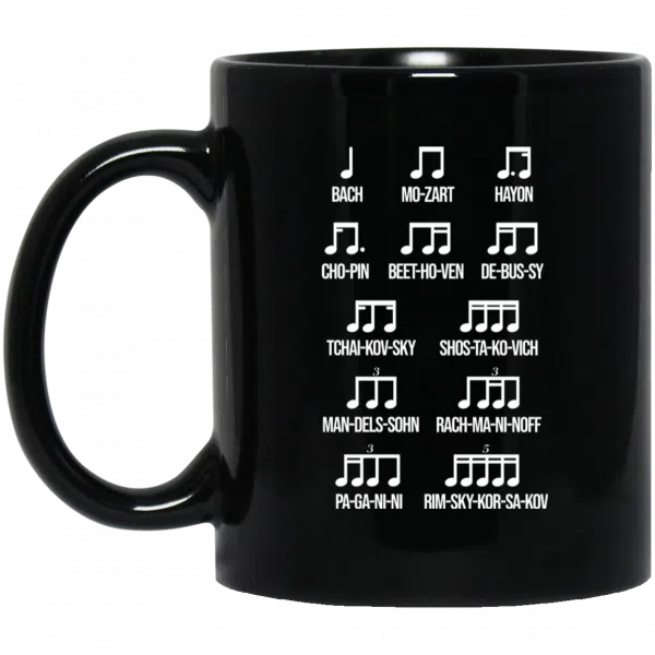 Composer Rhythm Music Gift Bach Mozart Beethoven Chopin Camiseta Mug 3