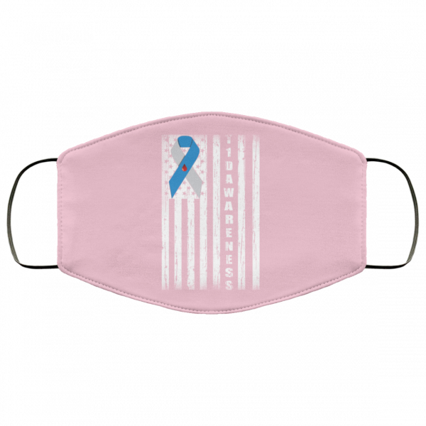 Type 1 Diabetes Awareness Support T1D Flag Ribbon Face Mask Face Mask 8