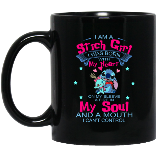 I Am A Stich Girl Was Born In With My Heart On My Sleeve Mug 3