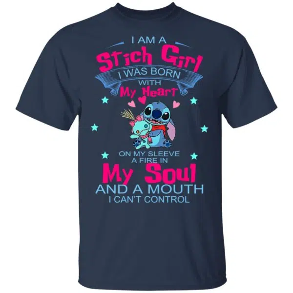 I Am A Stich Girl Was Born In With My Heart On My Sleeve Shirt, Hoodie, Tank 5