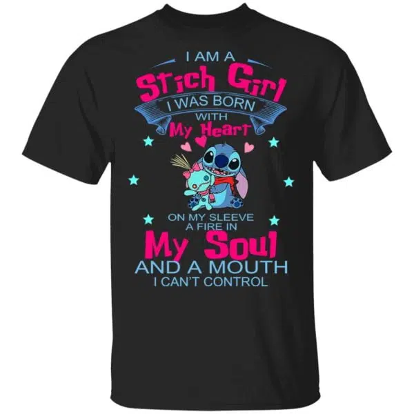 I Am A Stich Girl Was Born In With My Heart On My Sleeve Shirt, Hoodie, Tank 3